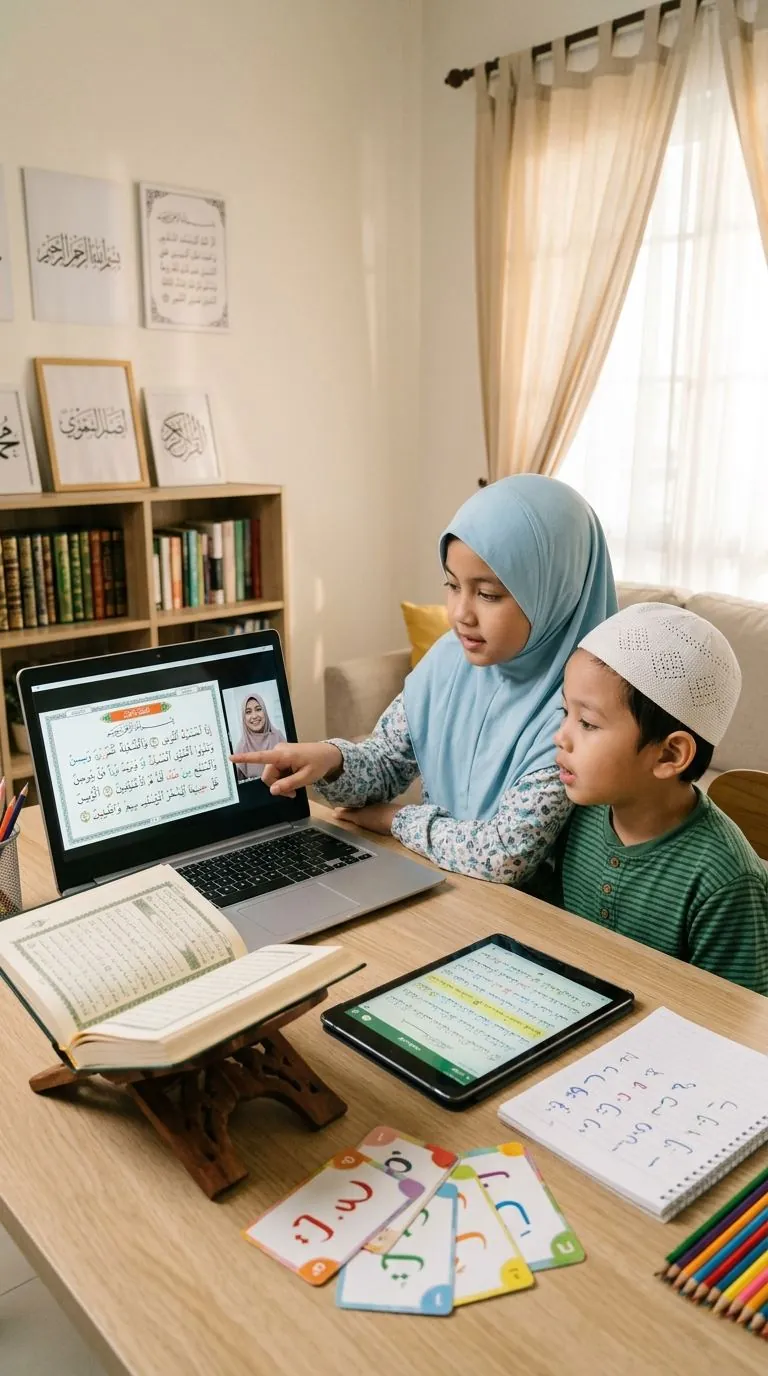 Student smiling during an online Quran recitation class