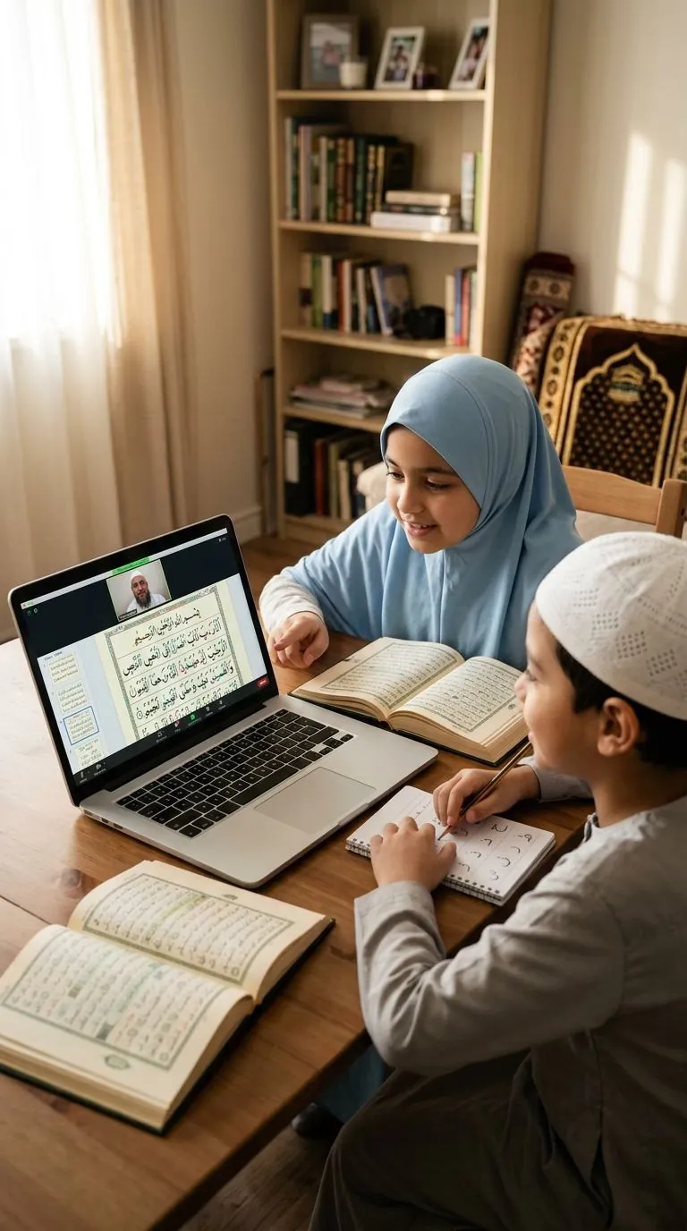 Child learning Noorani Qaida with a certified teacher