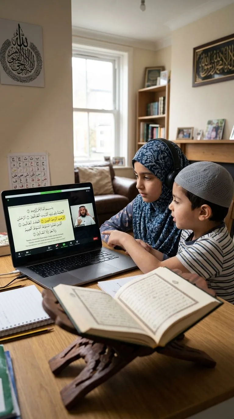 Student memorising Quran in a Hifz online class