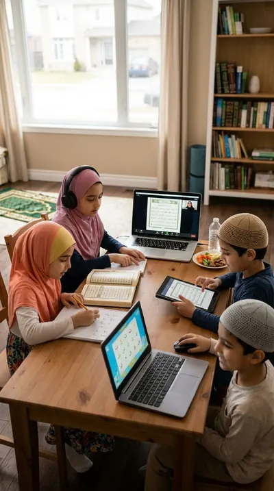 A child memorizing Quran in a one-on-one online class